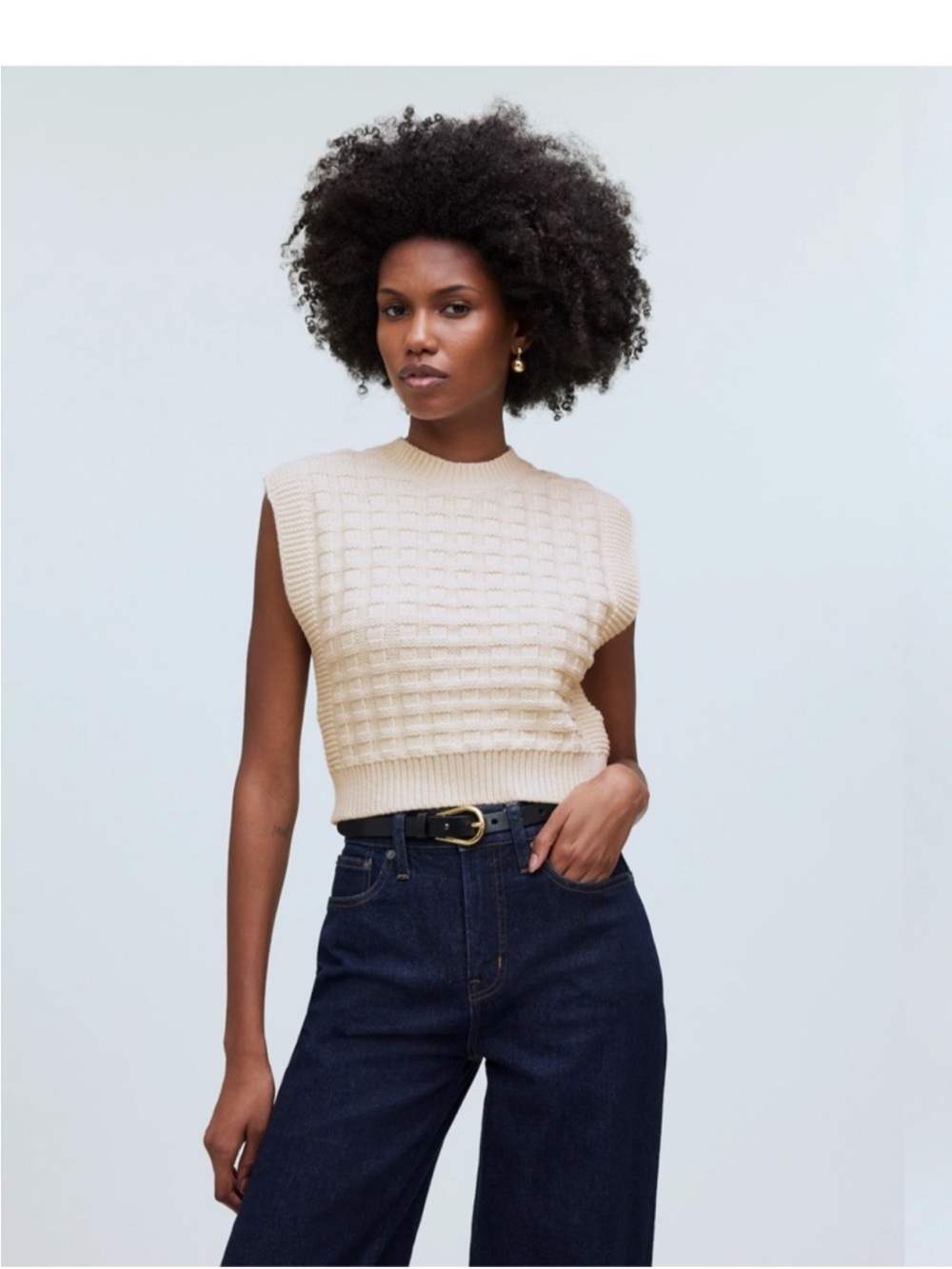 Madewell Checkered-Stitch Wedge Sweater Vest